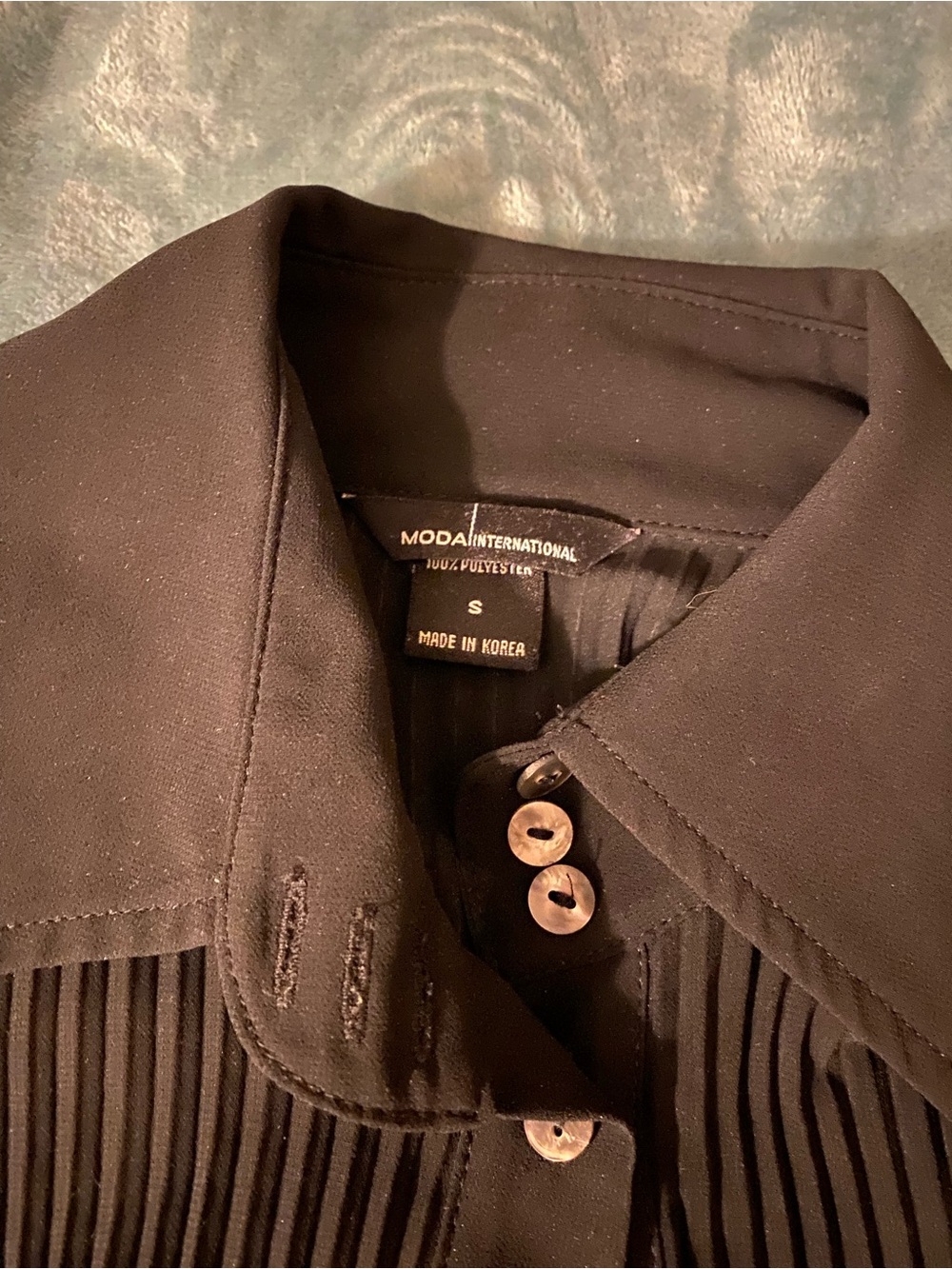 Moda International Black Pleated Shirt